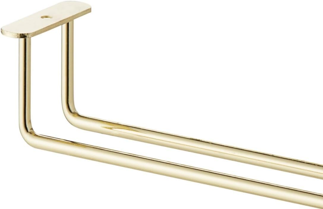 Soro Essentials- 24" Glass Hanging Stemware Rack Brass Plated Set of 2- Wine Glass Hangers Under Shelf Cabinet Wire Wine Holder Storage Hanger for Cabinet Kitchen Bar or Home
