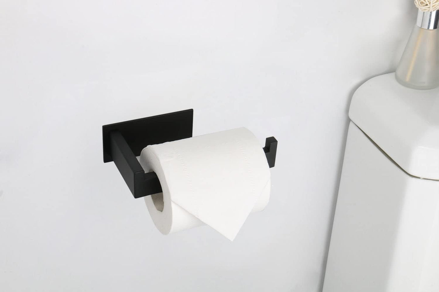 Toilet Paper Holder, Self Adhesive Tissue Holder Stainless Steel Rustproof Paper Roll Holder, No Drilling Easy to Install, Toilet Paper Rack Suitable for Office, Bathroom (2, Matte Black)