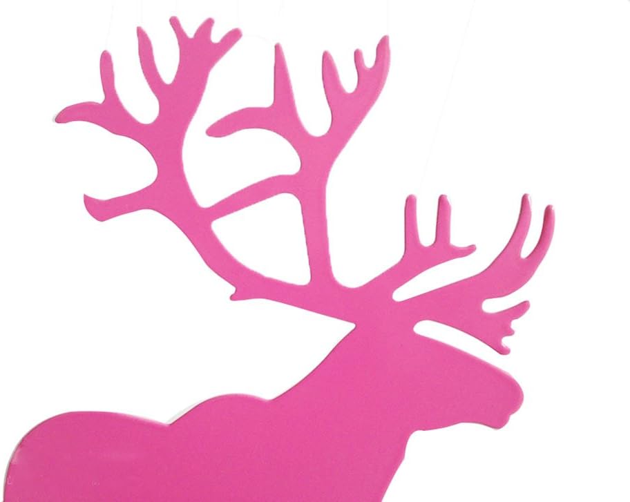 Winterworm Fashion Creative Cartoon Cute Iron Elk Moose Pattern Nonskid Metal Office Desk Bookends (Pink)