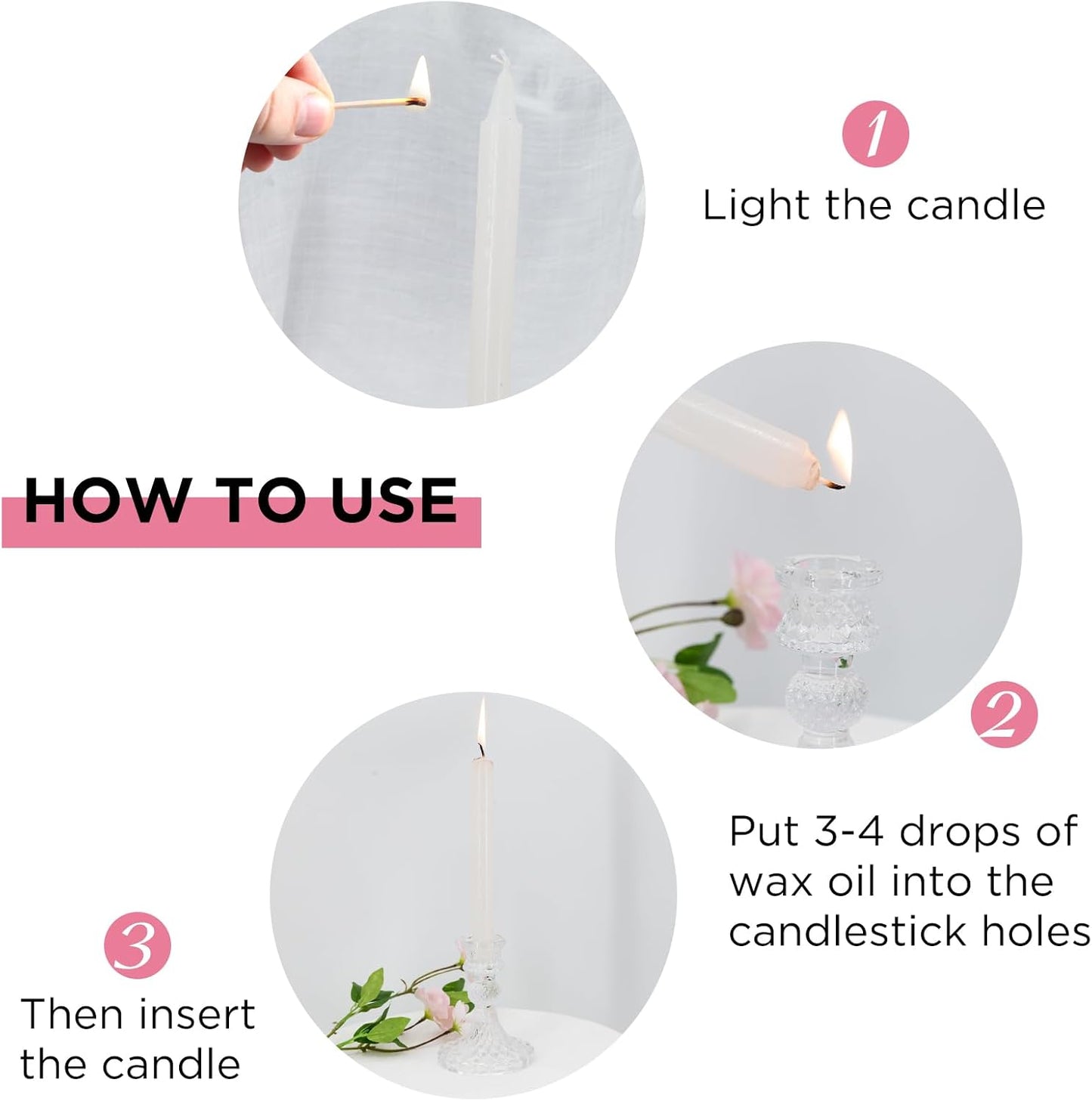 Candlestick Holders Set of 12-4" H Crystal Taper Candle Holders, Thick Glass Candle Stand with Diamond Pattern for Table, Wedding, Party, Church Decoration, Home Decor