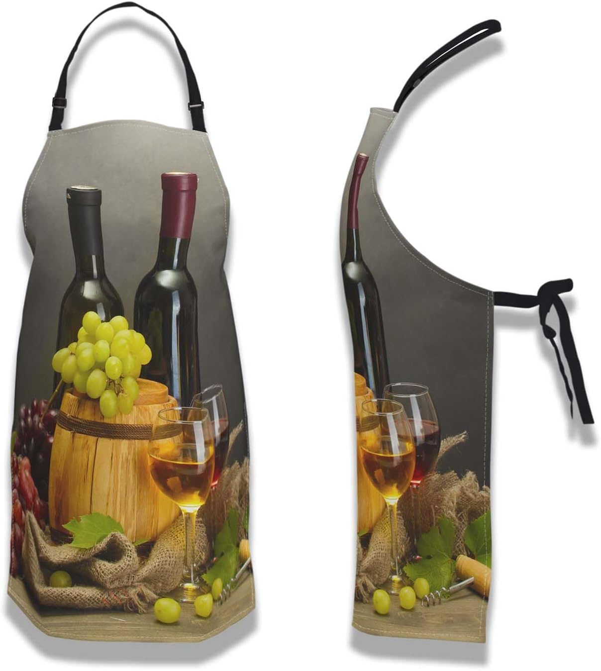 Garden Apron for Men Bottles and Glasses Pinafore Aprons for Women for Kitchen Cooking Restaurant BBQ Painting Crafting Gardening 27” (W) x 31” (H), Waterproof Aprons