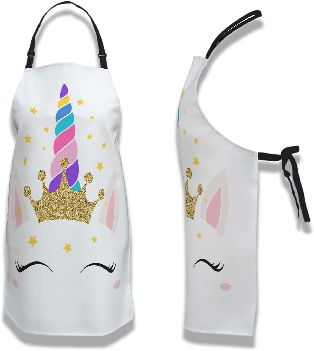 Chef Apron for Men Unicorn Queen Magic Eyes Eyelashes Vintage Aprons for Women for Kitchen Cooking Restaurant BBQ Painting Crafting 27” (W) x 31” (H), Waterproof Apron