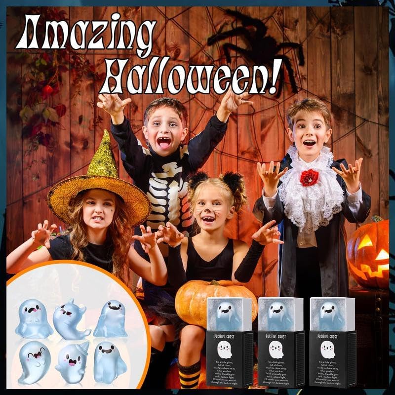 32 Sets Halloween Mini Ghost Figures with Box, Glow in The Dark Mini Resin Ghosts, Luminous Ghost Miniature Resin Figurines for Halloween Party Favors (1PCS D)