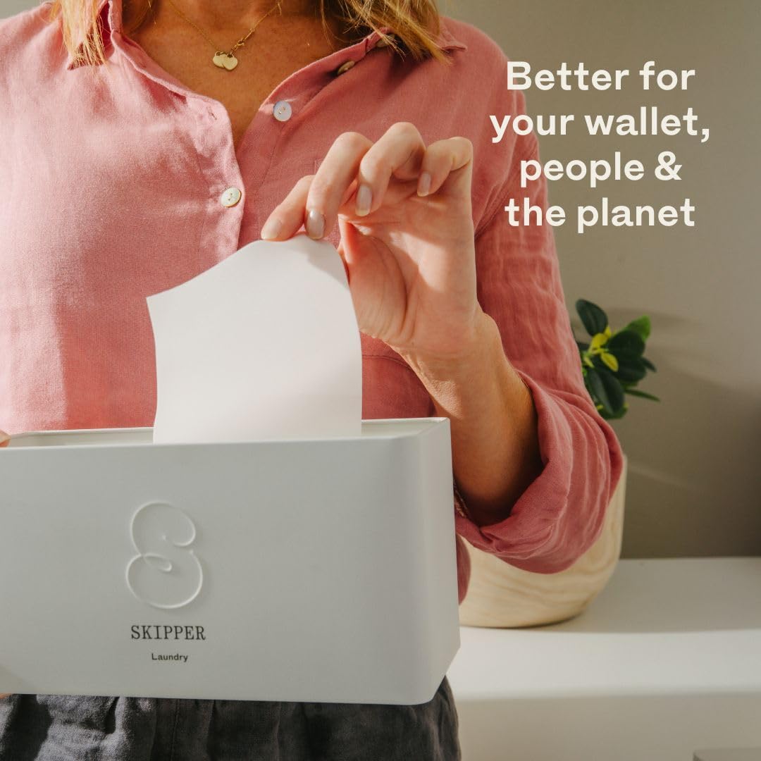 Skipper 50% LARGER Laundry Detergent Sheets Starter Kit (120 sheets / 240 loads) + Storage Tin - Orange Blossom