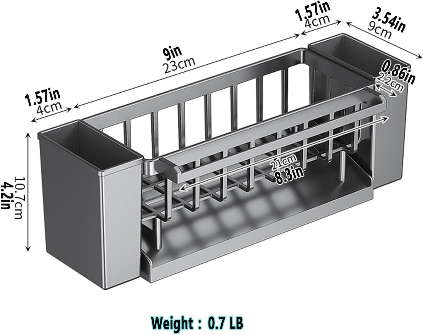 Utensil Holder, 3 Compartments Utensil Drying Rack, Dish Drainer for Kitchen Counter,Kitchen Utensils Holder with Towel Bar,Self-Draining Tray Design(Black)