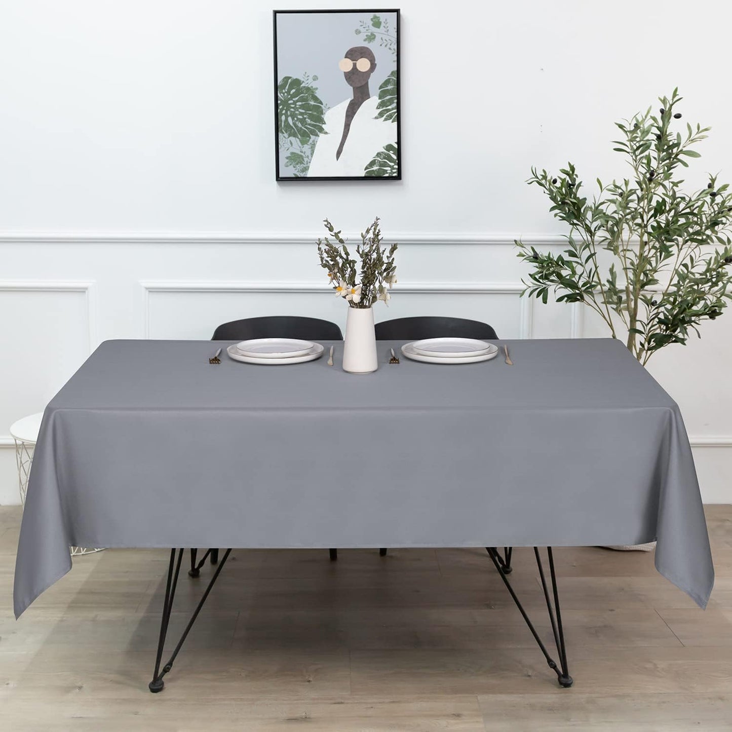 sancua Square Tablecloth - 54 x 54 Inch - Stain and Wrinkle Resistant Washable Polyester Table Cloth, Decorative Fabric Table Cover for Dining Tables, Buffet Parties and Camping, Light Grey