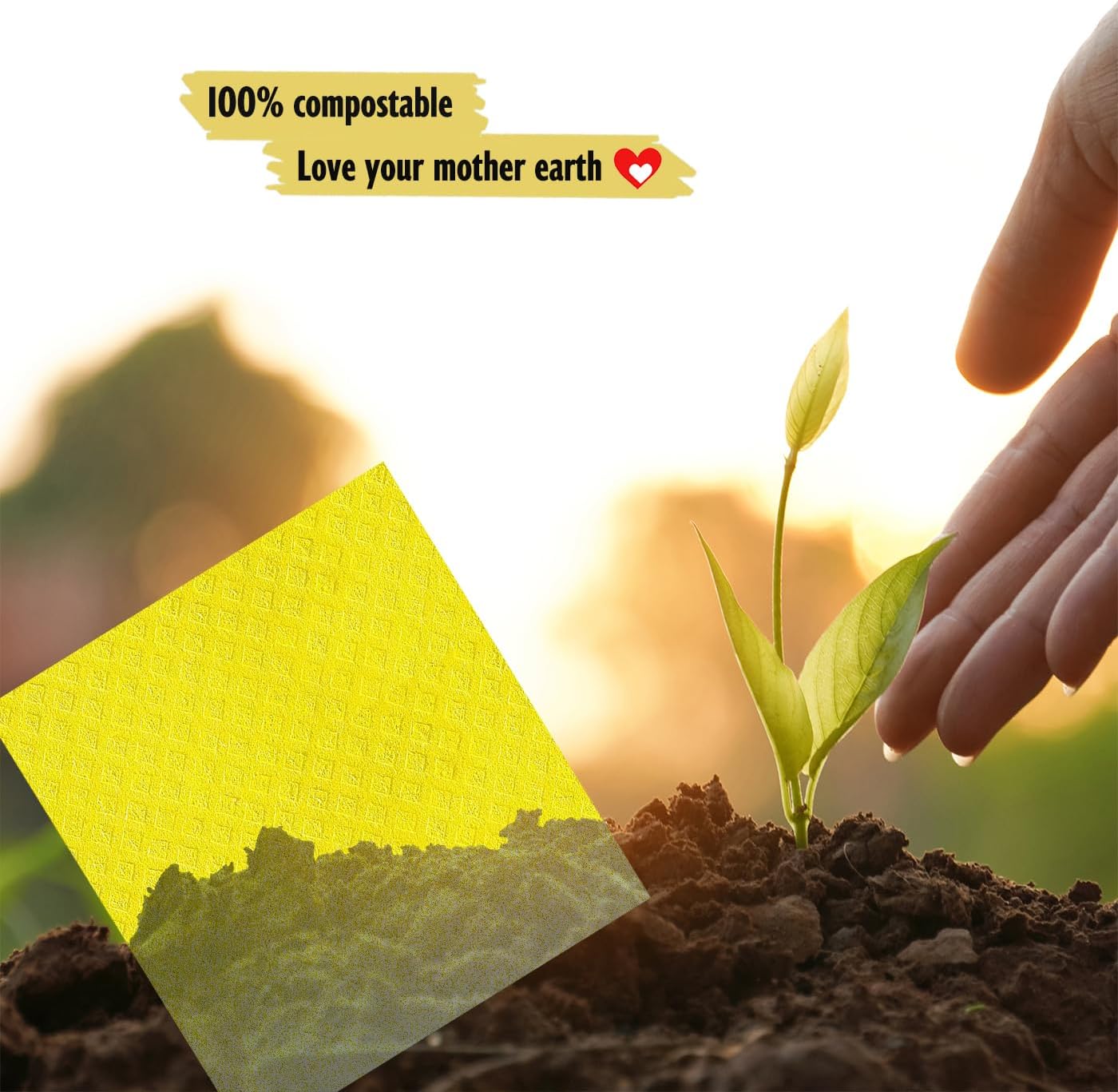 Swedish Dishcloths for Kitchen | 10 Pack Absorbent Cellulose Sponge Cloths Washable | Non-Scratch Reusable Paper Towels Quick Drying Cleaning Rag - Yellow