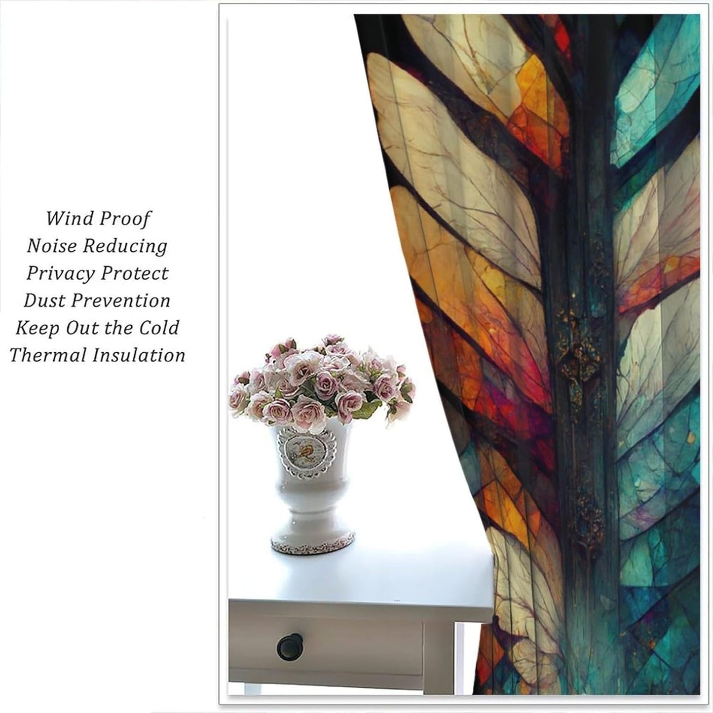 Stained Glass Curtains,Vintage Magical Colorful Abstract Art Home Decor Drapes for Bedroom Living Room Kitchen Window Treatment 2 Panels Set Total Size 42" W X 54" L Inch