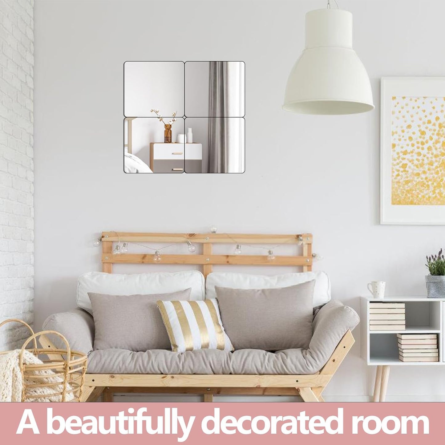 Unbreakable Full Length Wall Mirror,Mirrors for Bedroom,Over The Door Mirror,4 Pcs 12"x12",Shatterproof Plexiglass Acrylic,Long Closet,Workout for Home Gym Body Mirrors for Bedroom