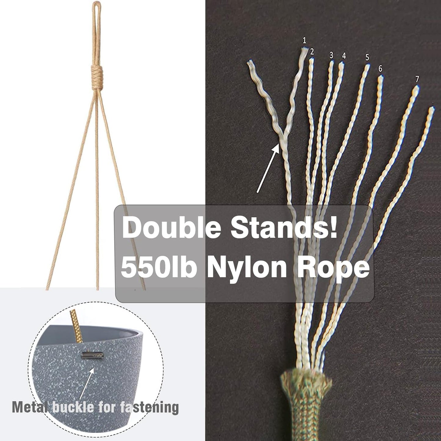 12 Inch 2 Pack Large Hanging Planters for Indoor Outdoor Plants, Plastic Hanging Basket Pots for House Plants Flowers, Grey