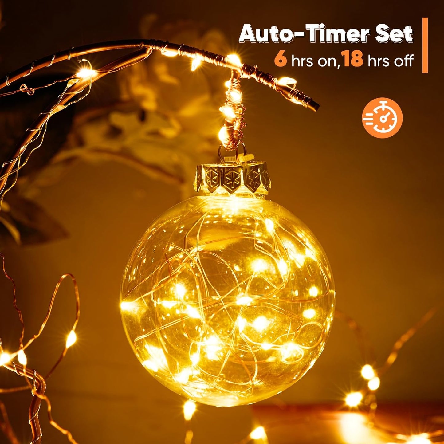 2 Pack 16.4 Ft. Battery Operated Outdoor String Lights with Remote & Timer, LED Warm White Fairy Lights, Waterproof Twinkle Lights for Bedroom, Dorm, Mason Jar, Wedding, Party, Christmas