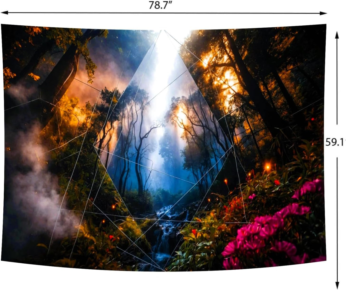 Delur Forest Tapestry Tree of Life Misty Tropical Rainforest Tapestry Wall Hanging Mystical Colorful Spiritual Psychedelic Nature Landscape Headboard for Bedroom Living Room Home Decor (59.1" x 78.7")