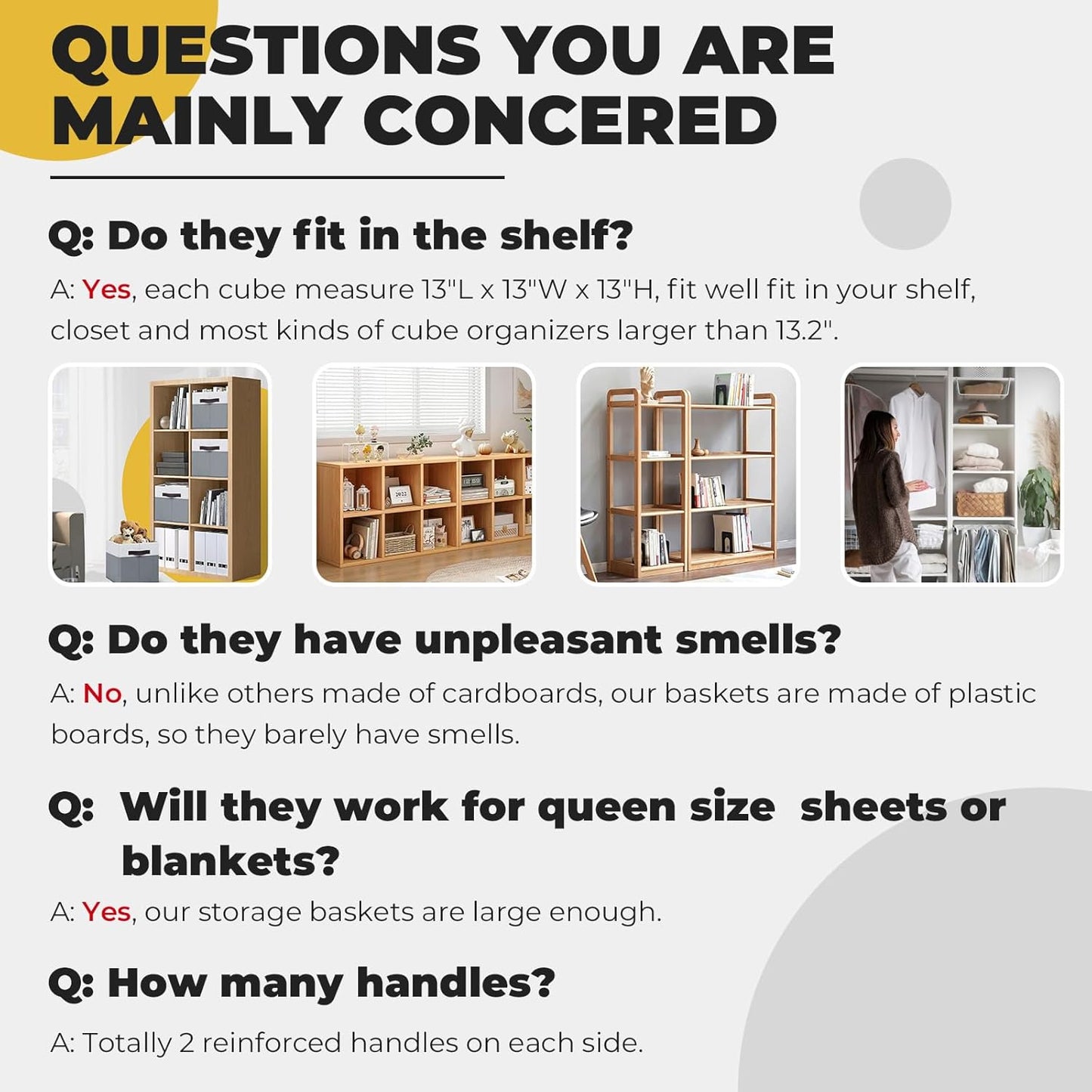 Criusia Large Storage Cubes -6 Set Closet Organizers Bins for Clothes -13 inch Fabric Storage Baskets for Shelves, Cube Organizer/ Toy Storage Organizer/ Dorm Room Essentials/ House warming Gift