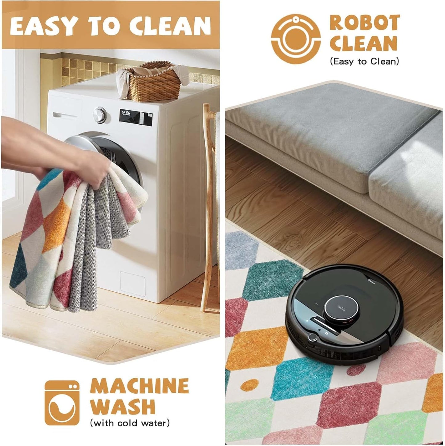 jinchan Runner Rug 2x5 Kids Hallway Washable Rug Indoor Soft Non Slip Modern Diamond Carpet for Nursery Room Bedroom Kitchen Laundry Room Confetti on Cream