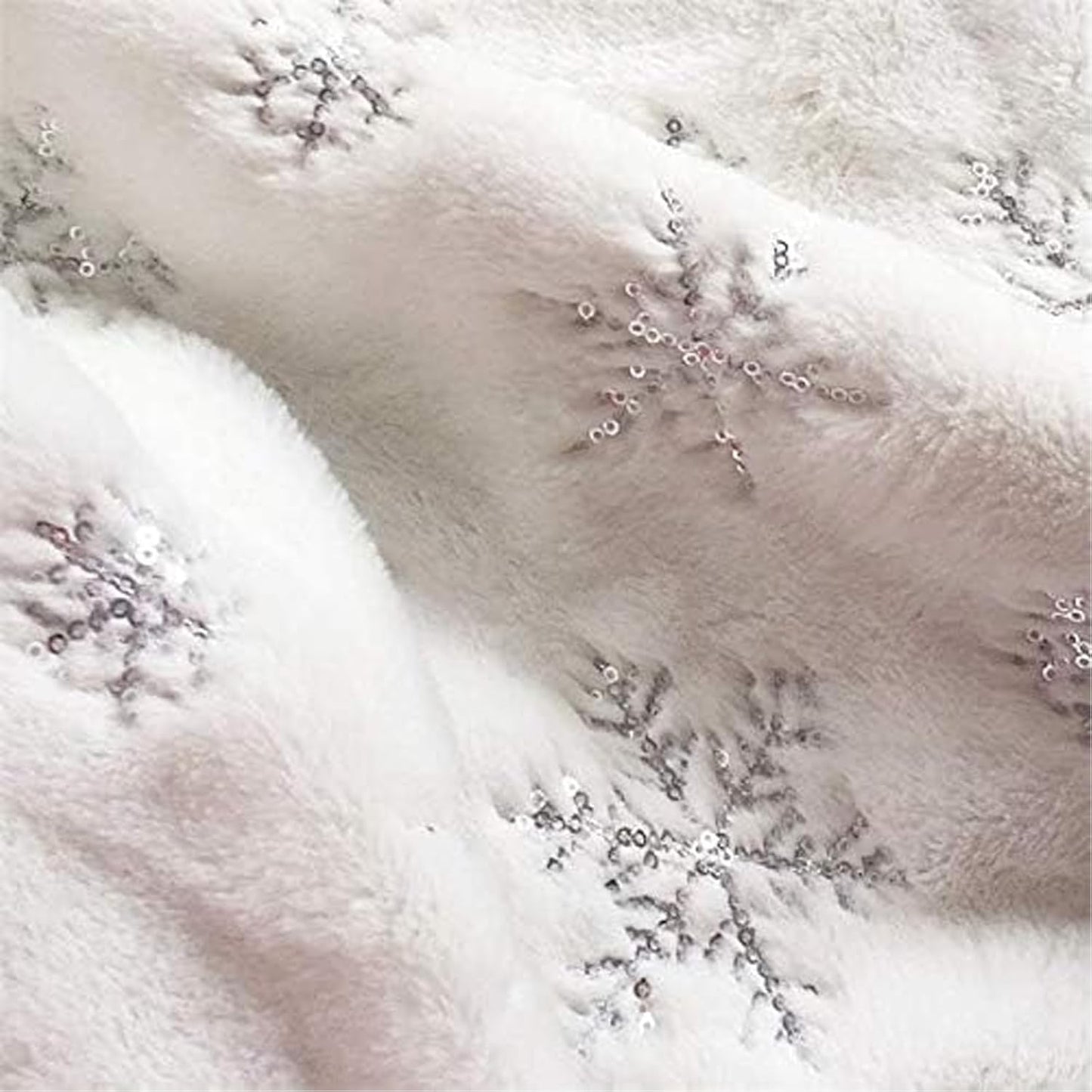 24inch White Christmas Tree Skirt Tree Carpet Blanket, Soft 2ft Xmas Christmas Tree Blanket with Silver Snowflake White Faux Fur Carpet for Christmas Holidays Decoration Party