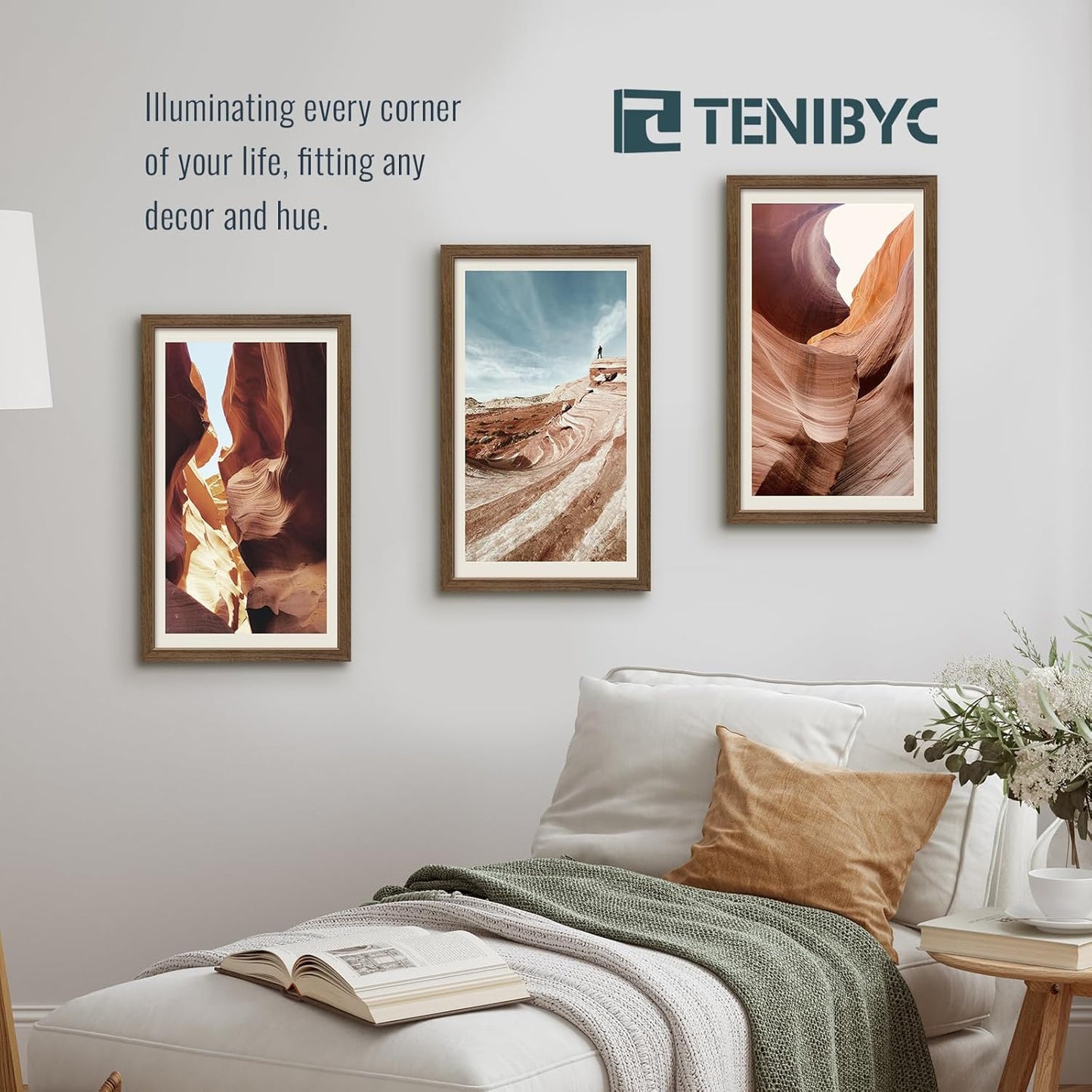 14x24 Picture Frame 3 Pack - Brown Woodgrain, Wood Poster Frame, Gallery Poster Frame - Wall Hanging