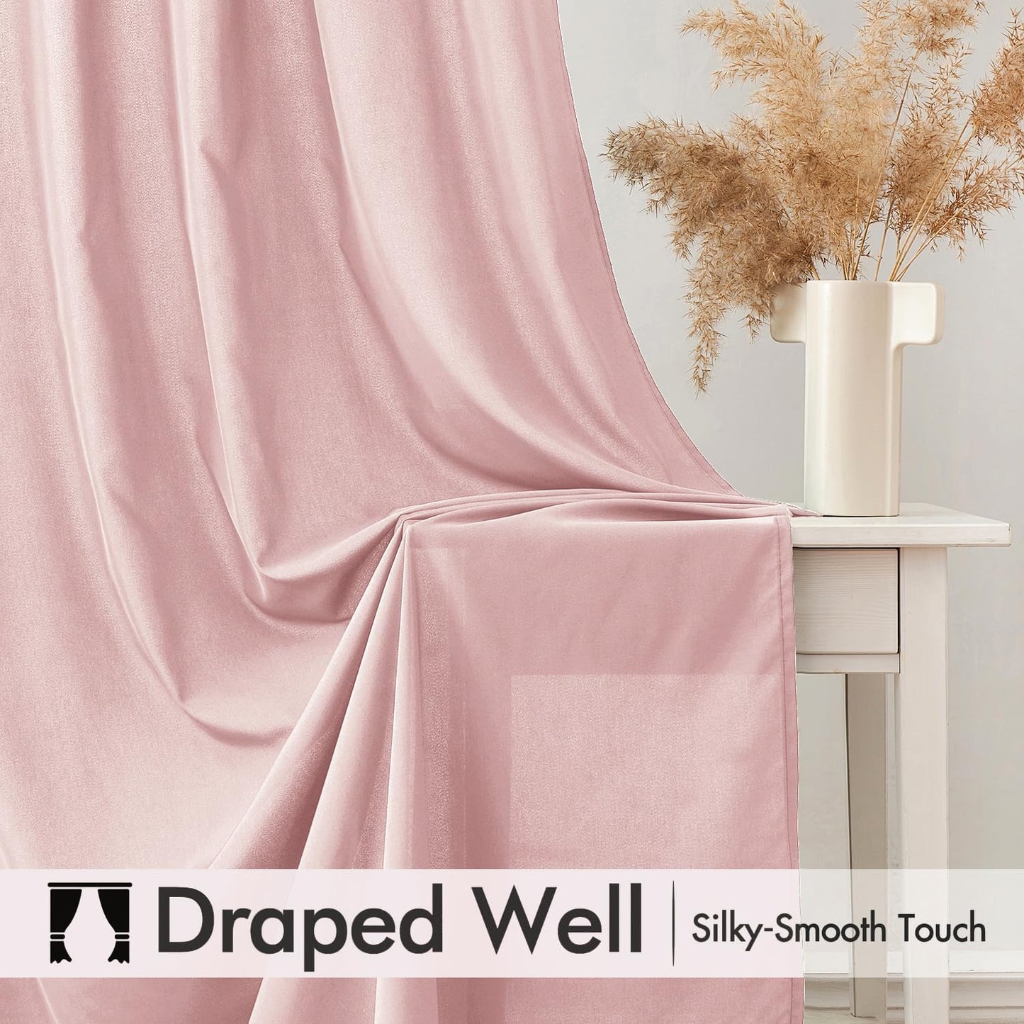 MIULEE Baby Pink Privacy Sheer Curtains That Let Light in 90 Inches Long Non-See-Through Semi Sheer Curtain Light Filtering Window Curtains Drapes for Living Room Bedroom 2 Panels Set 42 X 90