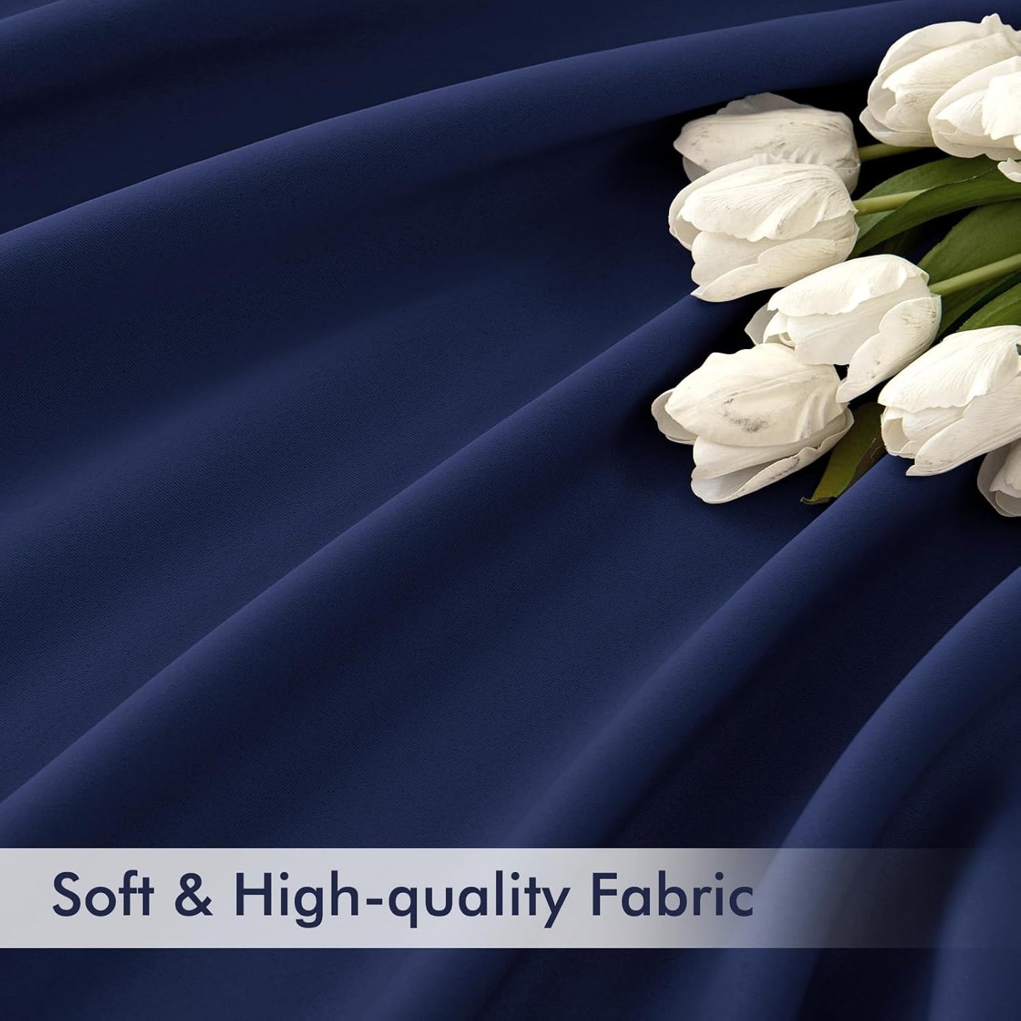 MIULEE Navy Blue Back Tab Blackout Curtains 120 Inch Long 2 Panels Set for Bedroom, Rod Pocket/Pinch Pleated Extra Long Thermal Insulated Living Room Darkening Light Blocking 10FT Drapes