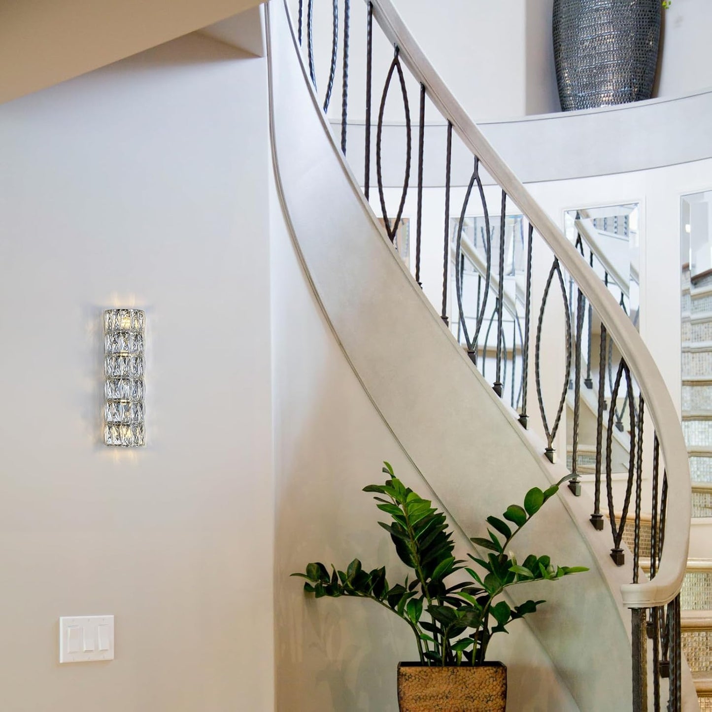 6 Layer Chrome Crystal Wall Sconce, Modern Wall Lamp Light Fixture for Bathroom Vanity, Stairway, Kitchen, Living Room, Bedroom, Hallway