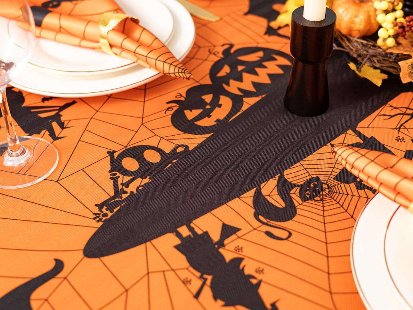 YiHomer Halloween Silhouettes Tabletop for Halloween Decorations, Dinner Parties and Scary Movie Nights, Horror Night, Tablecloth, 60 x 84 Rectangle