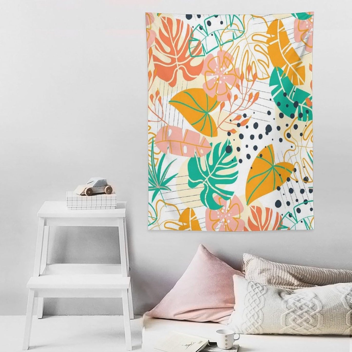 ICMOLYYENLO Tropical Palm Leaves Wall Tapestry, Wall Art for Room Decoration Beautiful Wall Hanging for Bedroom Living Room Dormitory Apartment 60x80 Inch