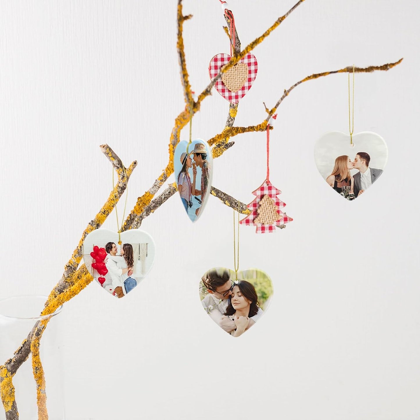 Sublimation Blank Ornaments Sublimation Ceramic Ornament Blanks Bulk Christmas Ornament for Heat Press Printing White Porcelain Ornament Personalized Decoration Supplies for Christmas(25, Heart)