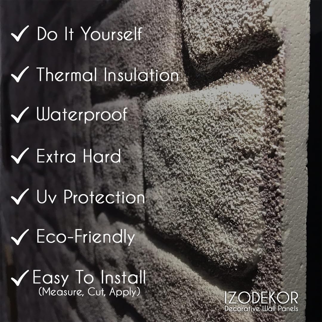 IZODEKOR 3D Stone Effect Wall Panels - Faux Stone Paneling for Living Room, Kitchen, Bathroom and More | Natural Stone Look | Easy Application | Towards The Bridge - Pack of 10, Covers 53 sq ft