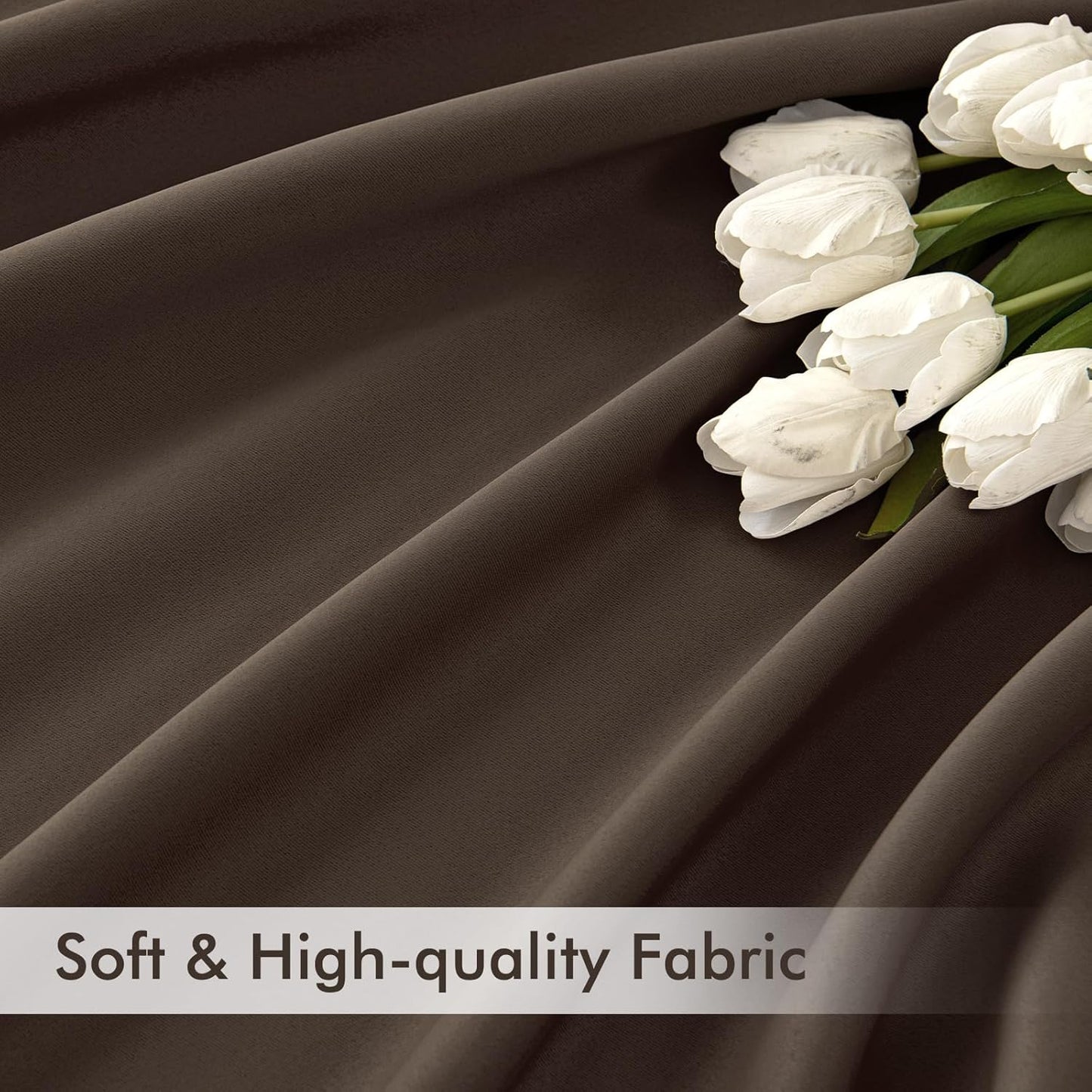 MIULEE Chocolate Brown Back Tab Blackout Curtains 63 Inch Length 2 Panels Set for Living Room Bedroom Privacy, Rod Pocket/Pinch Pleat Thermal Insulated Room Darkening Pleated Light Blocking Drapes