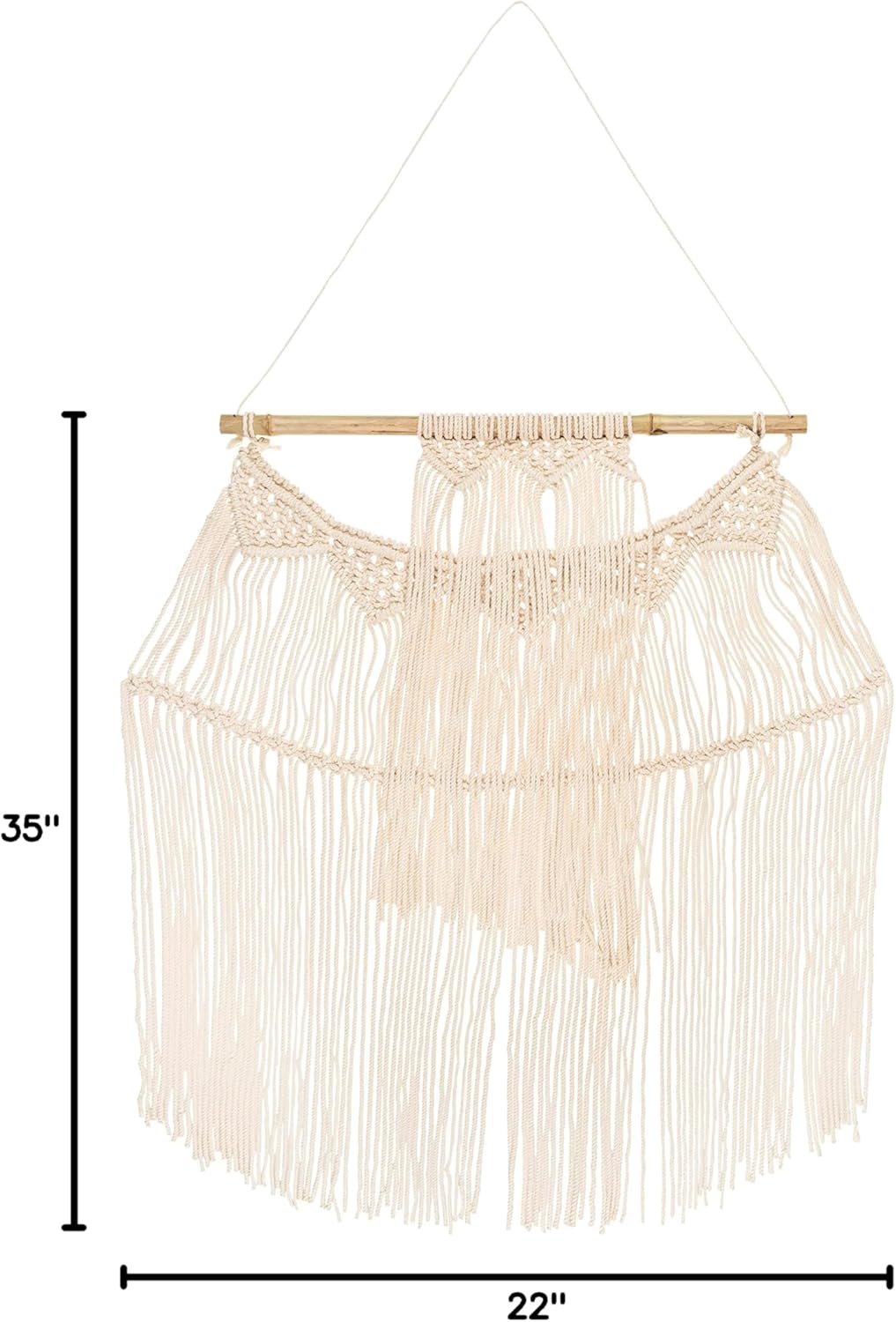 Mark&Day Wall Art, Meiningen Global Farmhouse Beige Macrame Tapestry Wall Hanging for Living Room, Bedroom, Office or Kitchen (35"H x 22"W)