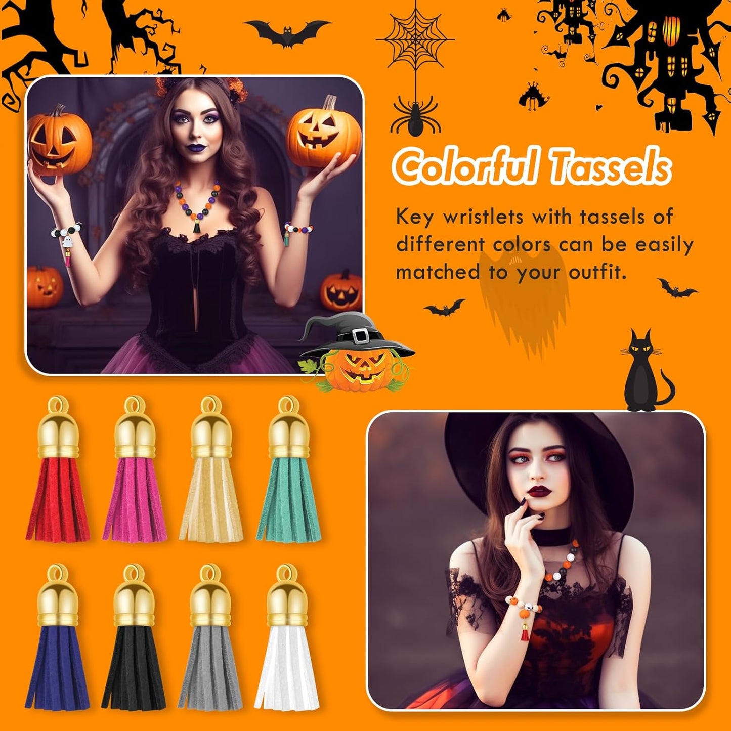 221PCS Halloween Silicone Beads for Keychain Making, Silicone Focal Bead Bulk with 15mm 14mm Loose Bead, 14mm Hexagonal Rubber Bead, Wooden Bead, Silicone Abacus Bead for DIY Necklace Bracelet Lanyard