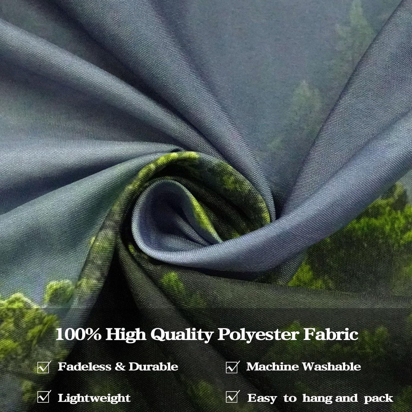 AMM Nature Forest Mountain Tapestry Green Misty Pine Tree Tapestry for Bedroom Aesthetic Foggy Woodlands Sky Landscape Tapestries Wall Hanging for Living Room Dorm 48 x 36 Inch