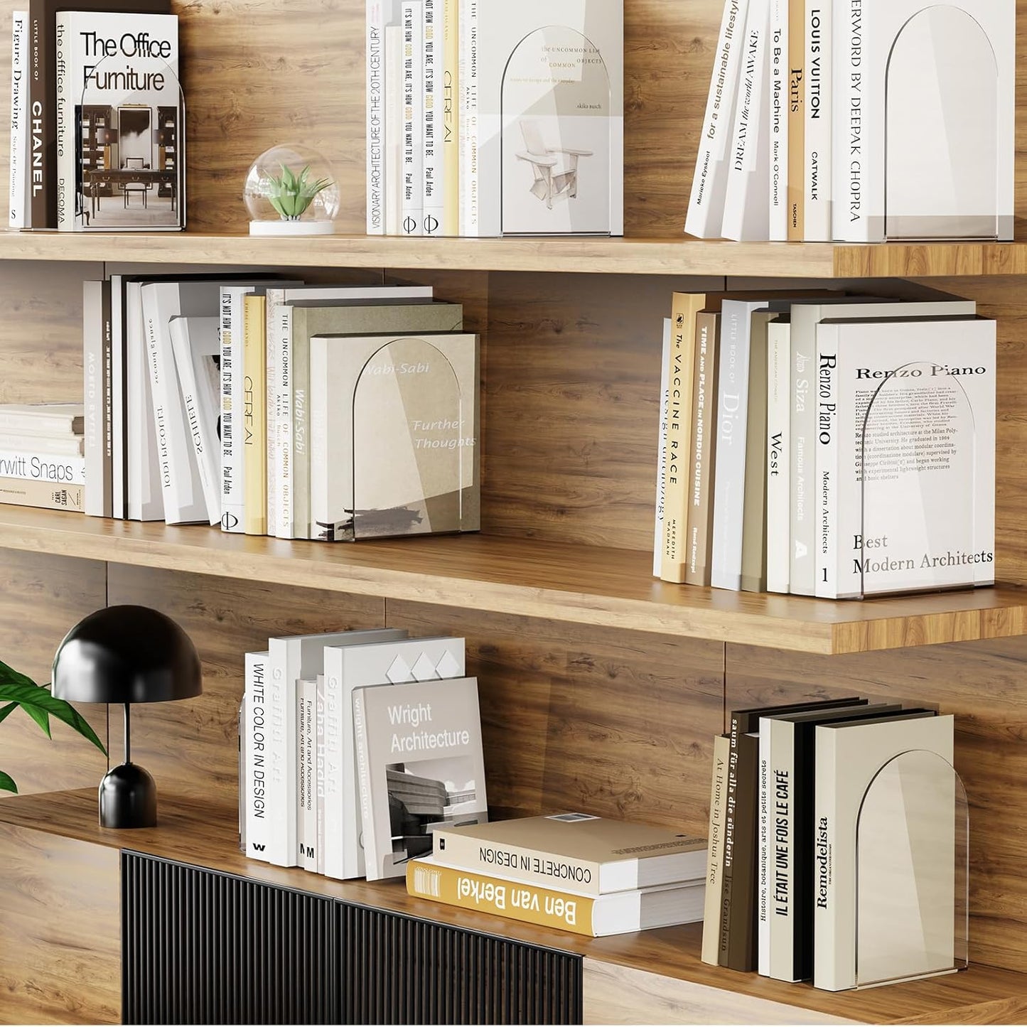 Lulonpon 2 Pieces Book Ends, Bookend, Books Ends for Shelves, Books Ends for Heavy Books, Clear Bookends, Acrylic Bookends for School, Library,Desktop Organizer and Book Shelves