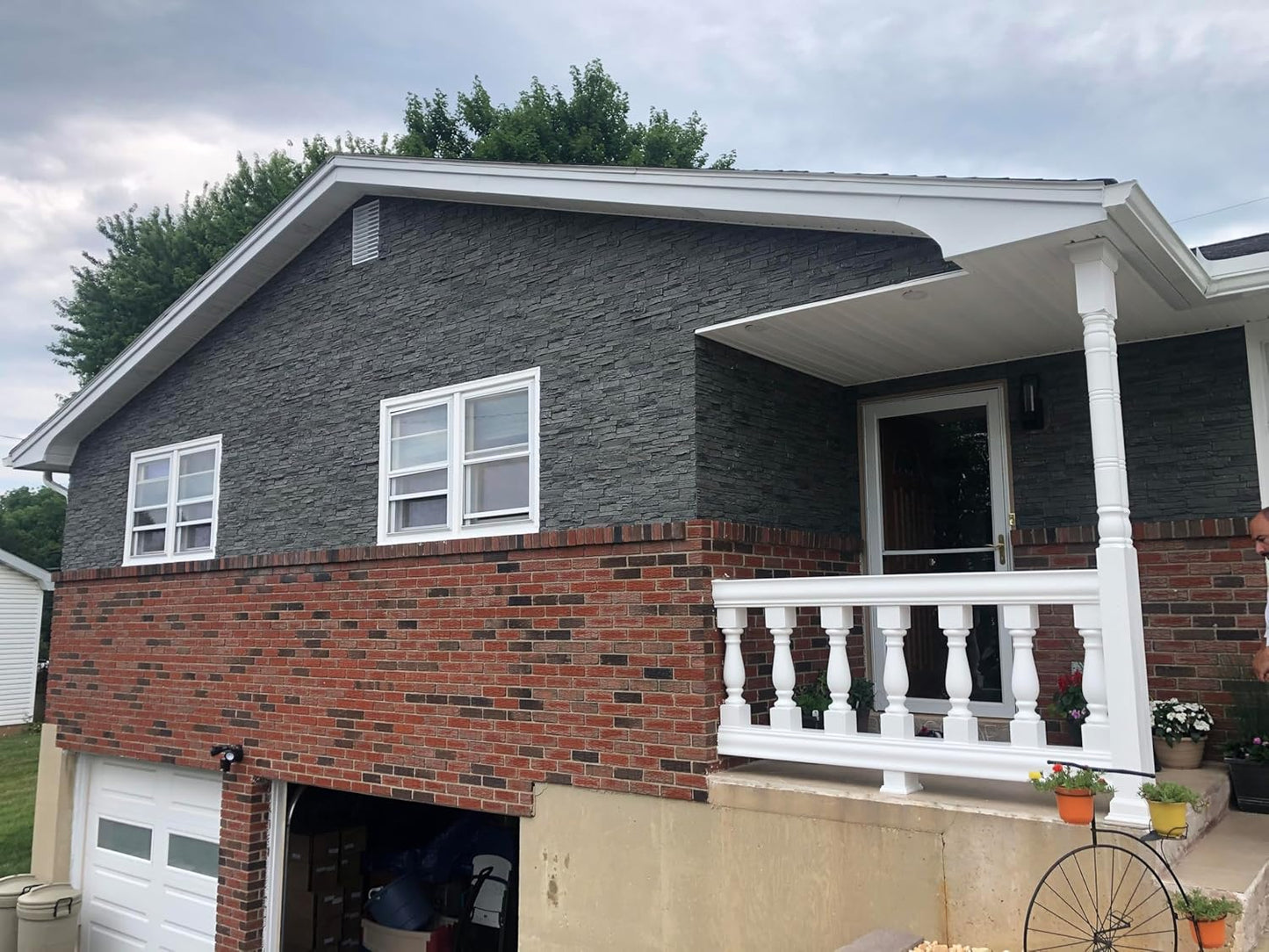 OTECKO 6-Pack Faux Stone Wall Panel 48 in x 13 in x 2 in Stacked Stone High Density Polyurethane Wall Siding Panels 24 sq ft, Easy Install, Interior/Exterior Iron Gray