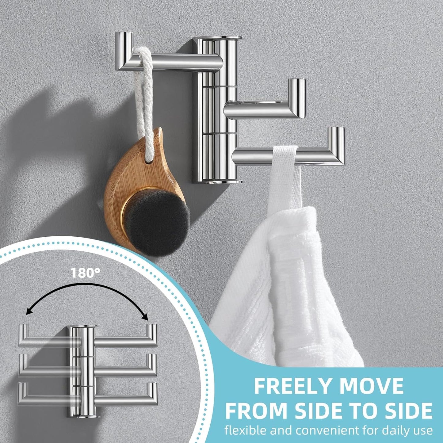 Angle Simple Towel Hook for Bathroom, SUS 304 Stainless Steel Foldable Robe Towel Holder, Wall Coat Hook, Polished Chrome