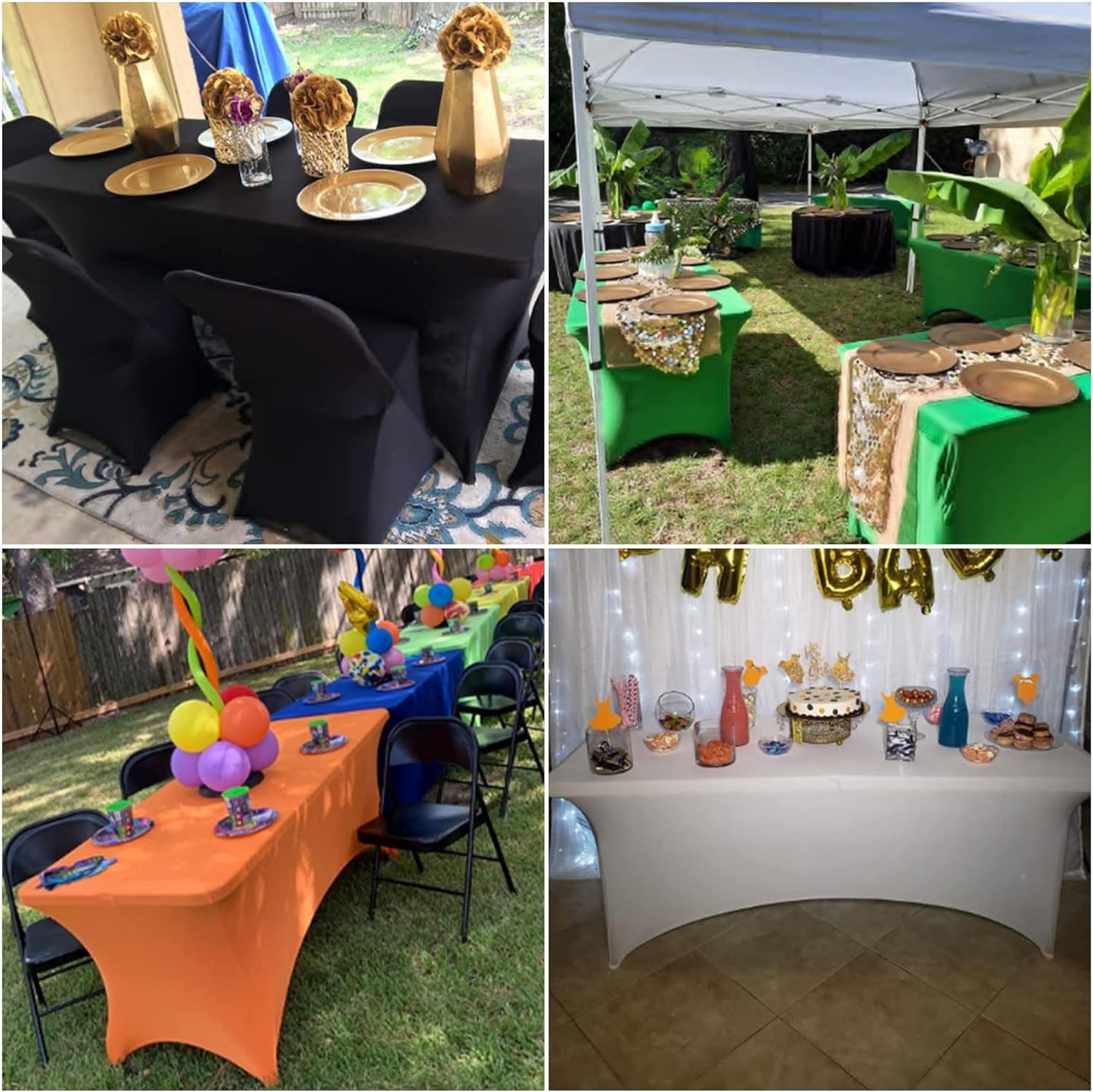 Spandex 6ft Waterproof Table Cover for Party,Wedding, Banquet, and Events(Gary)