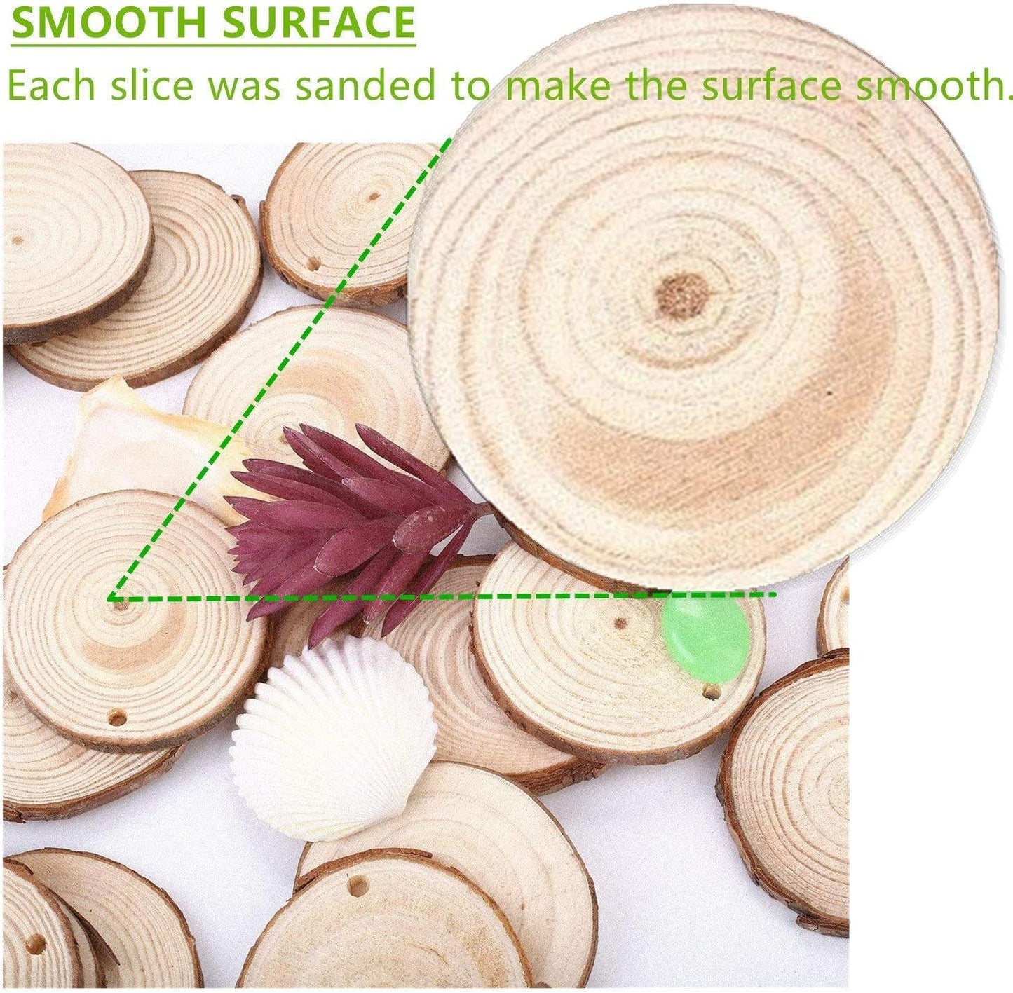 Wood Slices TICIOSH Craft Unfinished Wood kit Predrilled with Hole Wooden Circles for Arts Wood Slices Christmas Ornaments DIY Crafts 30 Pcs 2.7-3.1 inches