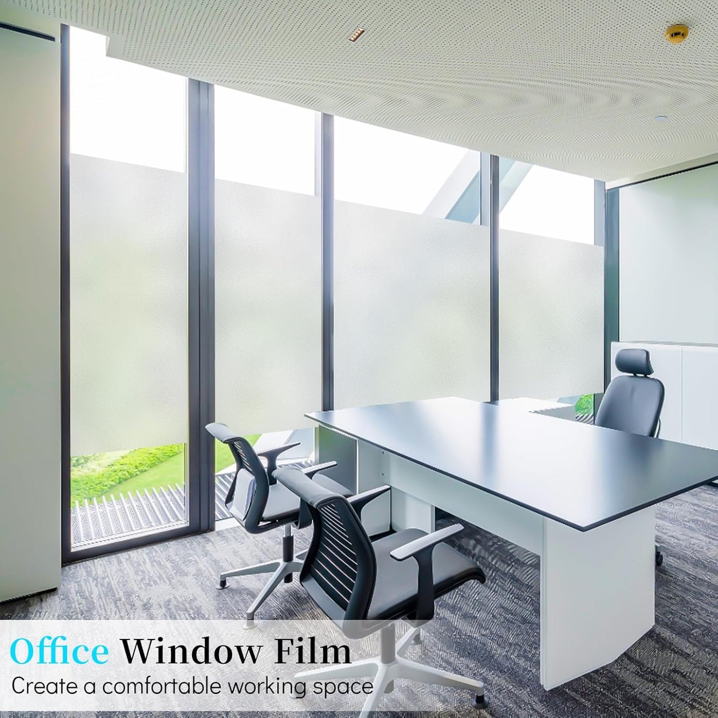 Niviy Privacy Window Film Non-Adhesive Shower Removable Window Frosted Film for Bathroom Office Living Room(17.7" Width by 118" Length)