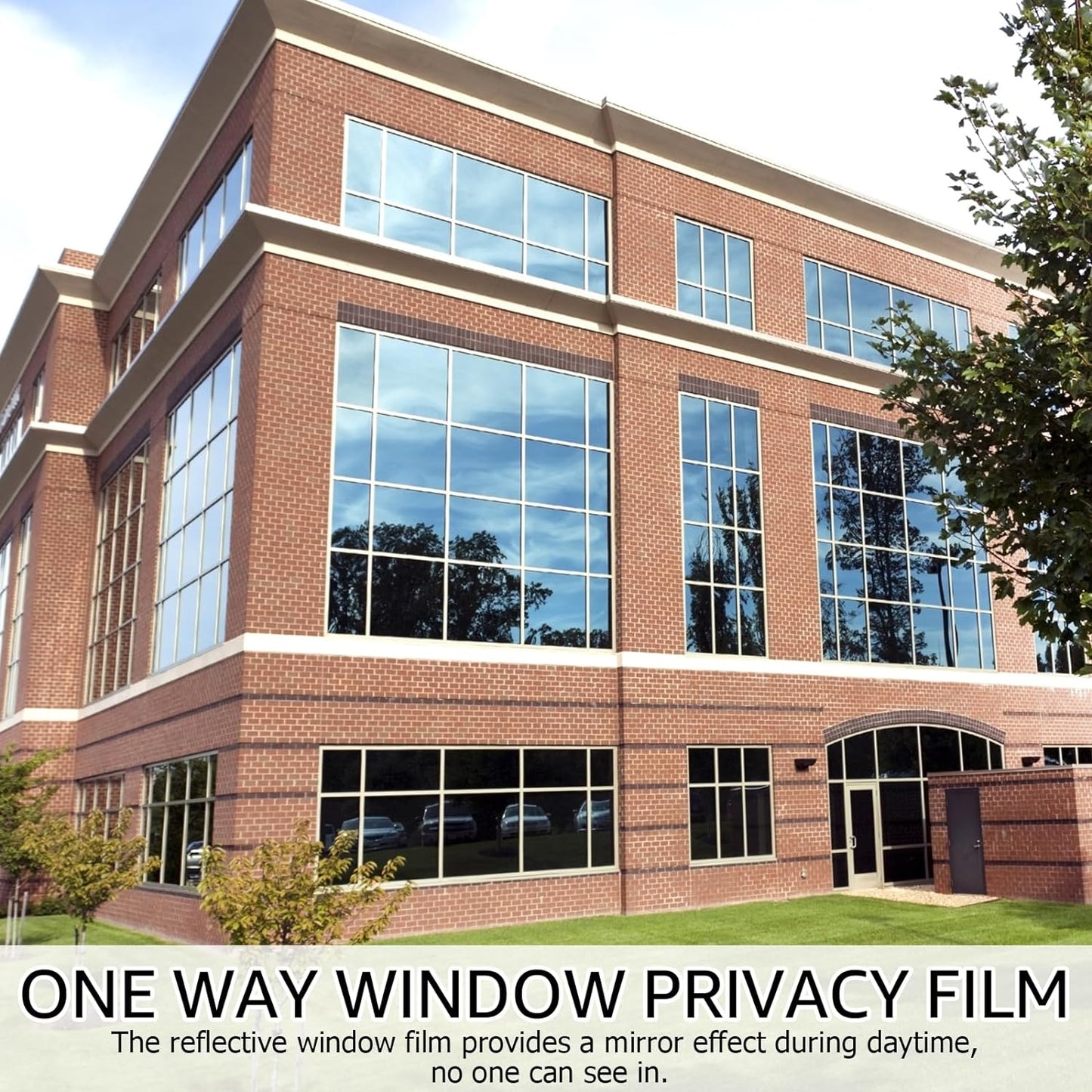 HIDBEA One Way Privacy Window Film, Daytime Privacy Sun Blocking Anti UV Reflective Window Film Heat Control Static Cling Window Tint Film for Home and Office, Silver, 35.4 x 78.7 Inch