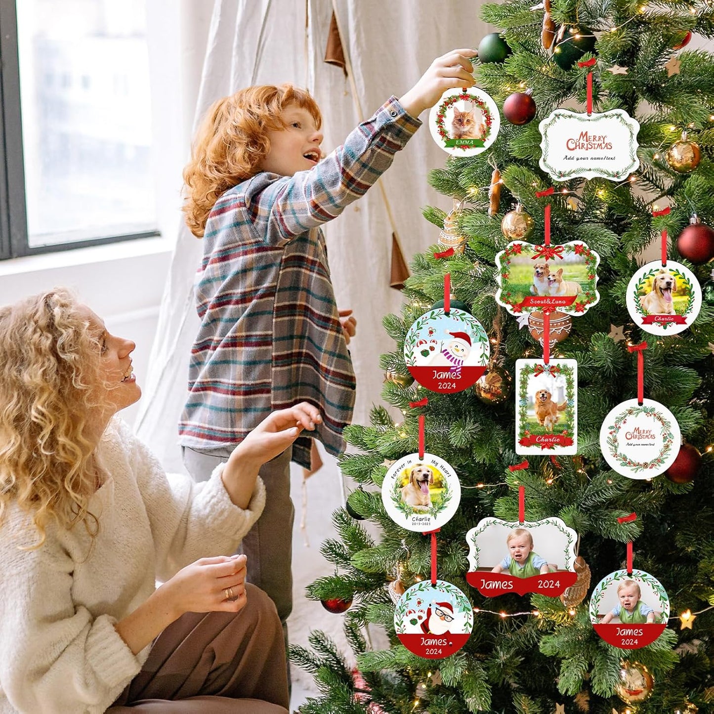 Personalized Dog Photo Christmas Ornaments 2025, Puppy Dog Cat First Christmas Ornaments, Pet Memorial Gifts for Dog Lovers, Pet Lovers