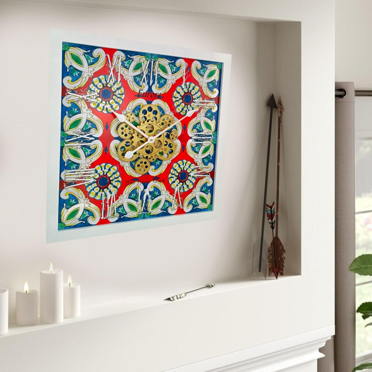 The Gears Clock Wall Clock Italy Collection with Moving Gears (Furore, 24 inches (60 cm))