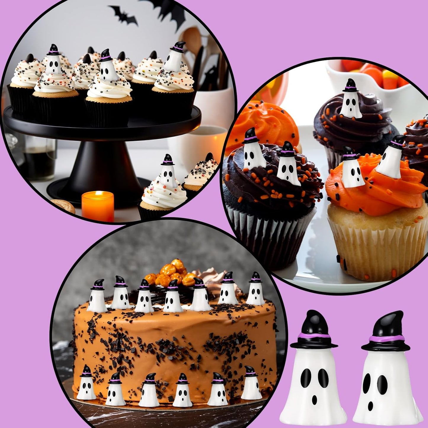 50 Pcs Mini Halloween Miniatures Figurines Resin Tiny Resin Figures Ornaments for Halloween Party Outdoor Home Garden Decoration (Witch Hat)