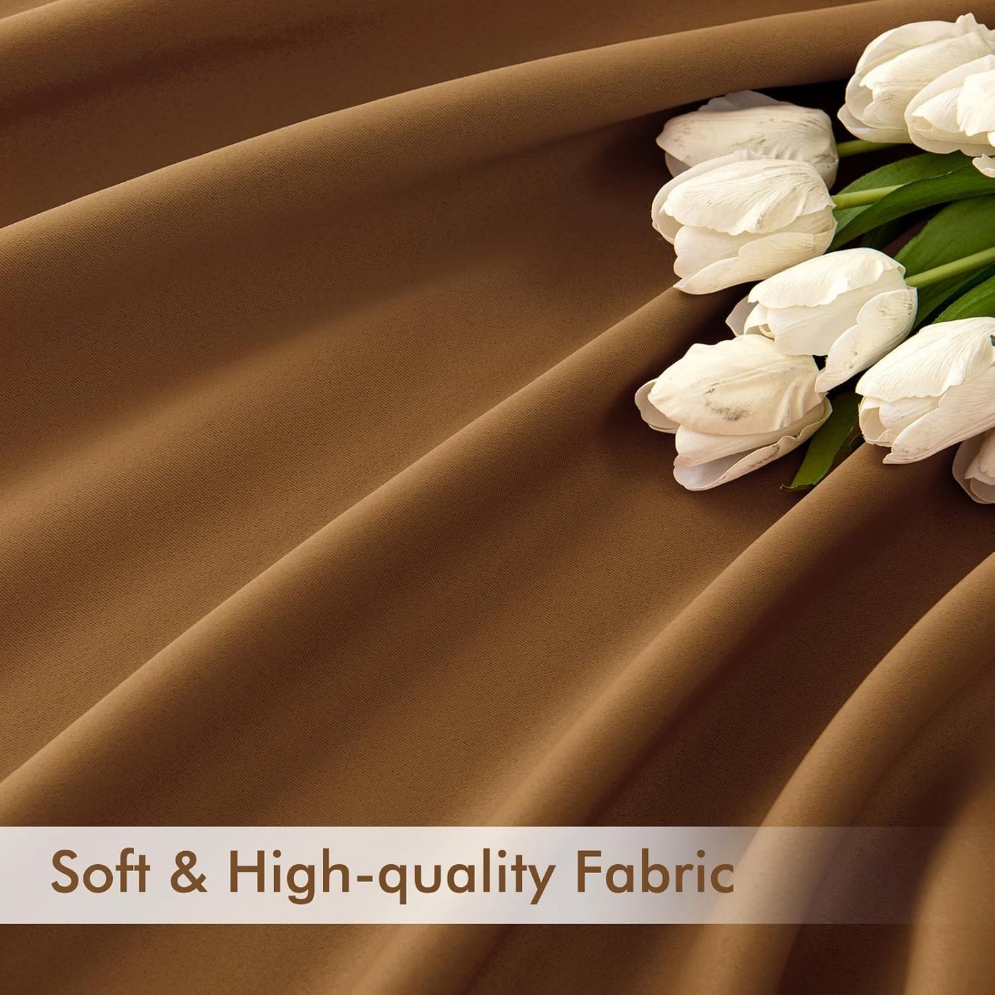 MIULEE Golden Brown Back Tab Blackout Curtains 120 Inch Long 2 Panels Set for Bedroom, Rod Pocket/Pinch Pleated Extra Long Thermal Insulated Living Room Darkening Light Blocking 10FT Drapes