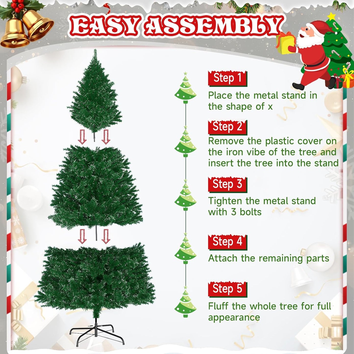 LEVELEVE Premium 7.5FT Artificial Holiday Christmas Tree w/1,000 Branch Tips,250 LED Lights for Home,Office,Party Decoration