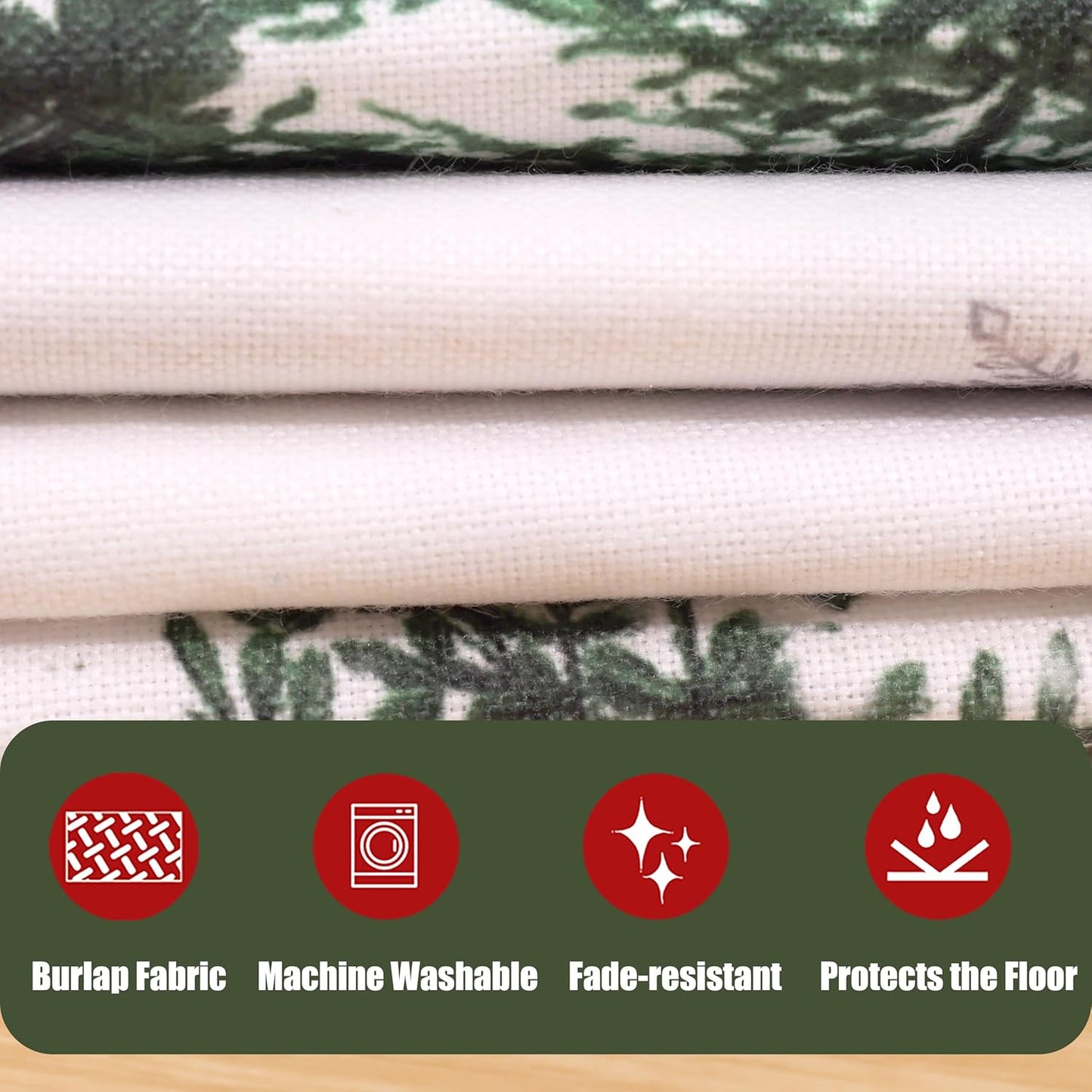 Baccessor Christmas Tree Skirt 48 Inch Pine Trees Snowy Forest Christmas Tree Skirt Collar for Farmhouse Vintage Rustic Merry Christmas Xmas Winter Holiday Party Decoration