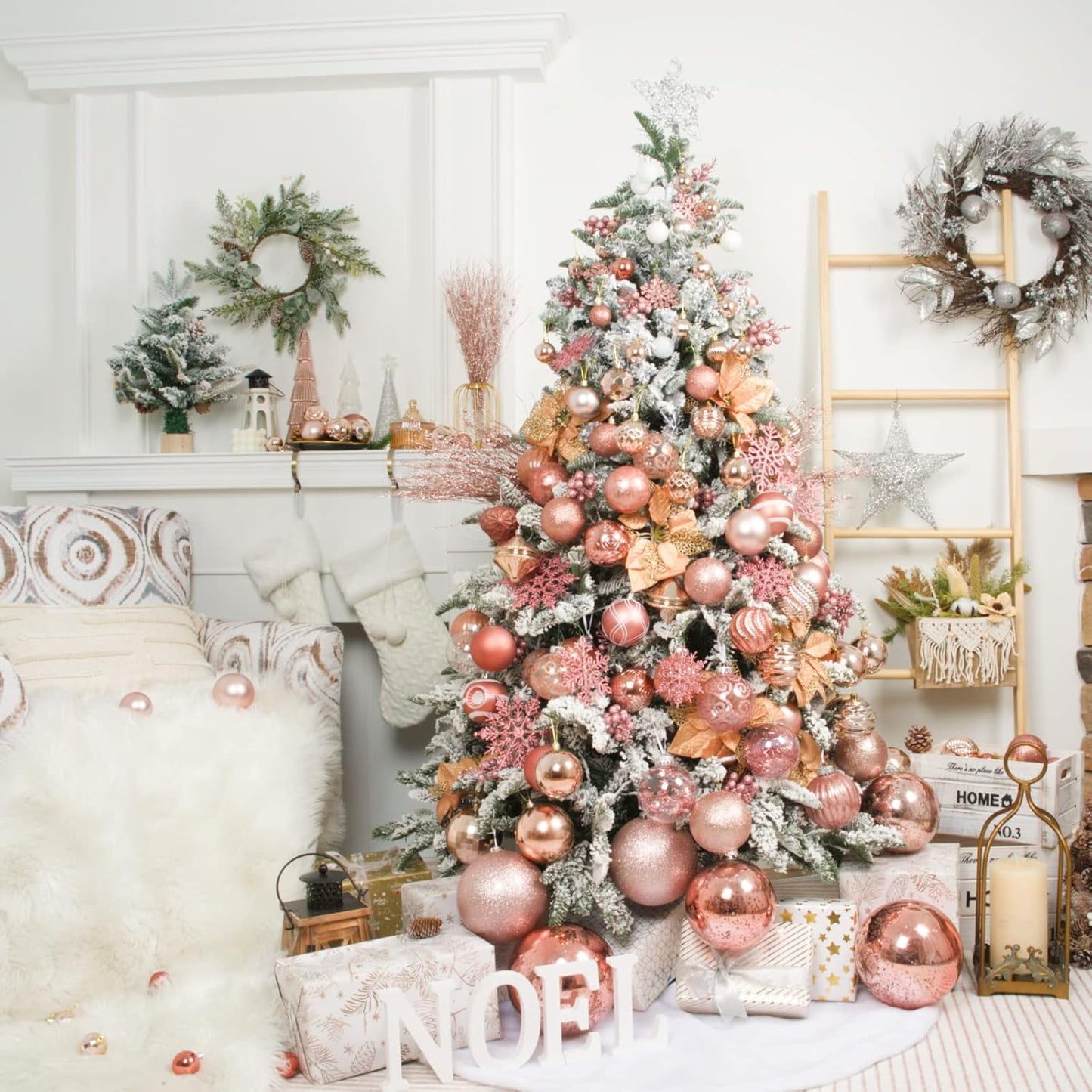 XmasExp 16ct Christmas Ball Ornaments Shatterproof Xmas Tree Hanging Balls Decorations Perfect for Holiday Wedding Christmas Decor (Rose Gold, 3.15")