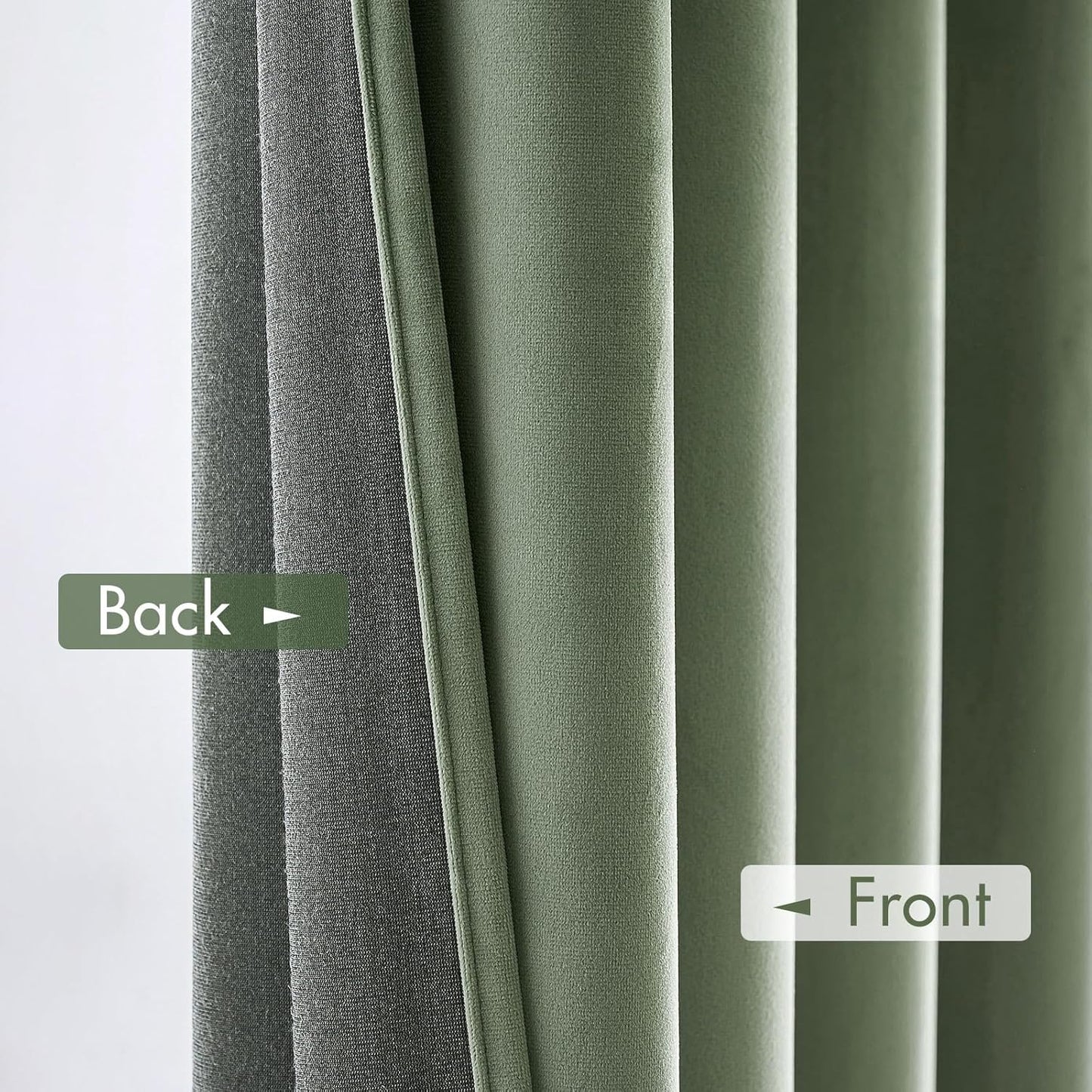 MIULEE Velvet Curtains Sage Green Thermal Insulated Blackout Curtain Drapes for Bedroom Living Room Darkening 90 Inches Long Curtains Panels Rod Pocket Set of 2