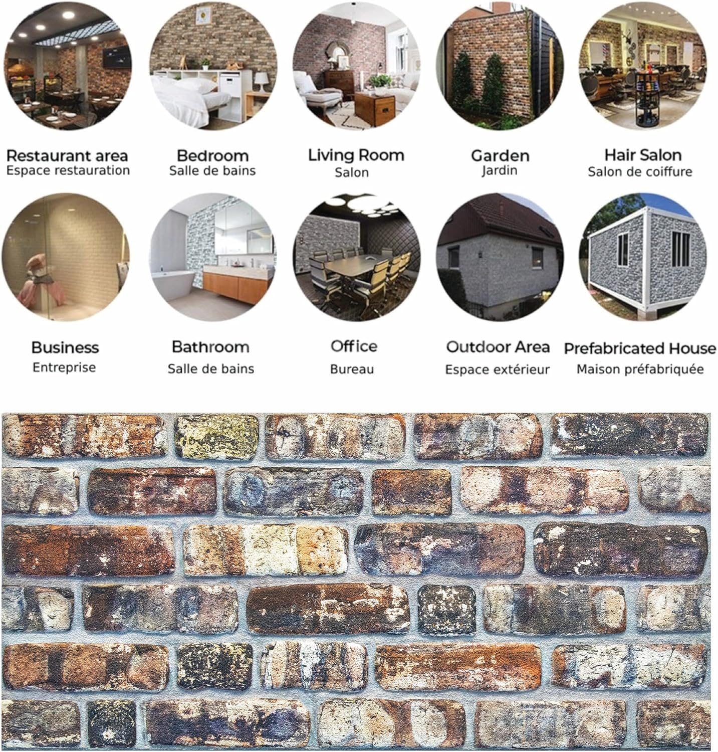 Dundee Deco 3D Wall Panels Faux Brick - Cladding, Multicolored Stone Look Wall Paneling, Styrofoam Facing for Living Room, Kitchen, Bathroom, Balcony, Bedroom, Sample, Size 10 x 10 in.