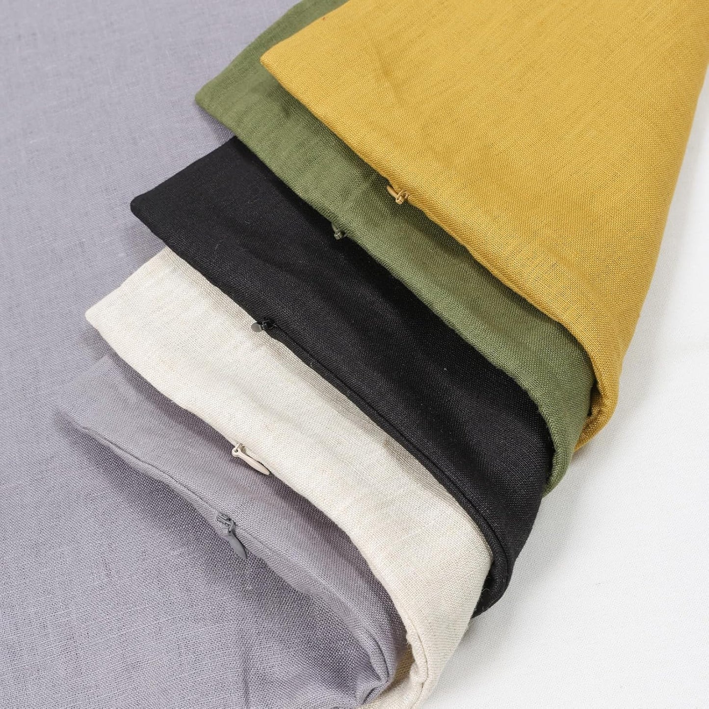 Hanging Linen Laundry Bag, 100% Pure Flax Linen Over The Door Hamper with Bottom Zipper for Laundry Room, Household Dirty Cloth Storage Organizer Bag, Gray