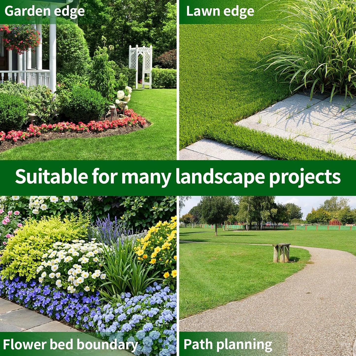 2 in x 25 Ft Garden Landscape Edging, No Dig Garden Edging Border Kit with 46 Pcs Spikes for Flower Bed Lawn Yard Grass Black