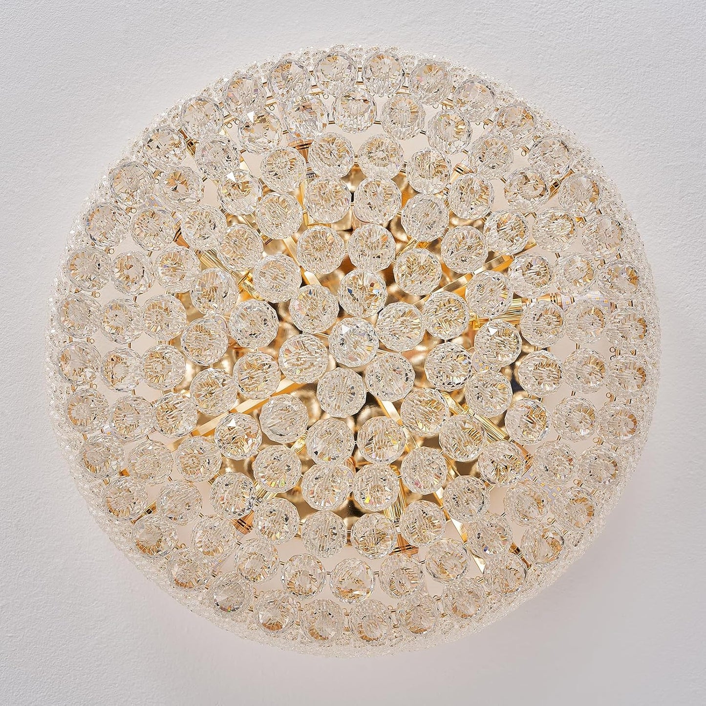 12-Light Crystal Flush Mount Chandelier Ceiling Light Fixture for Living Room Dining Room Bedroom Foyer Entryway Hallway Closet Bathroom (Gold D24)